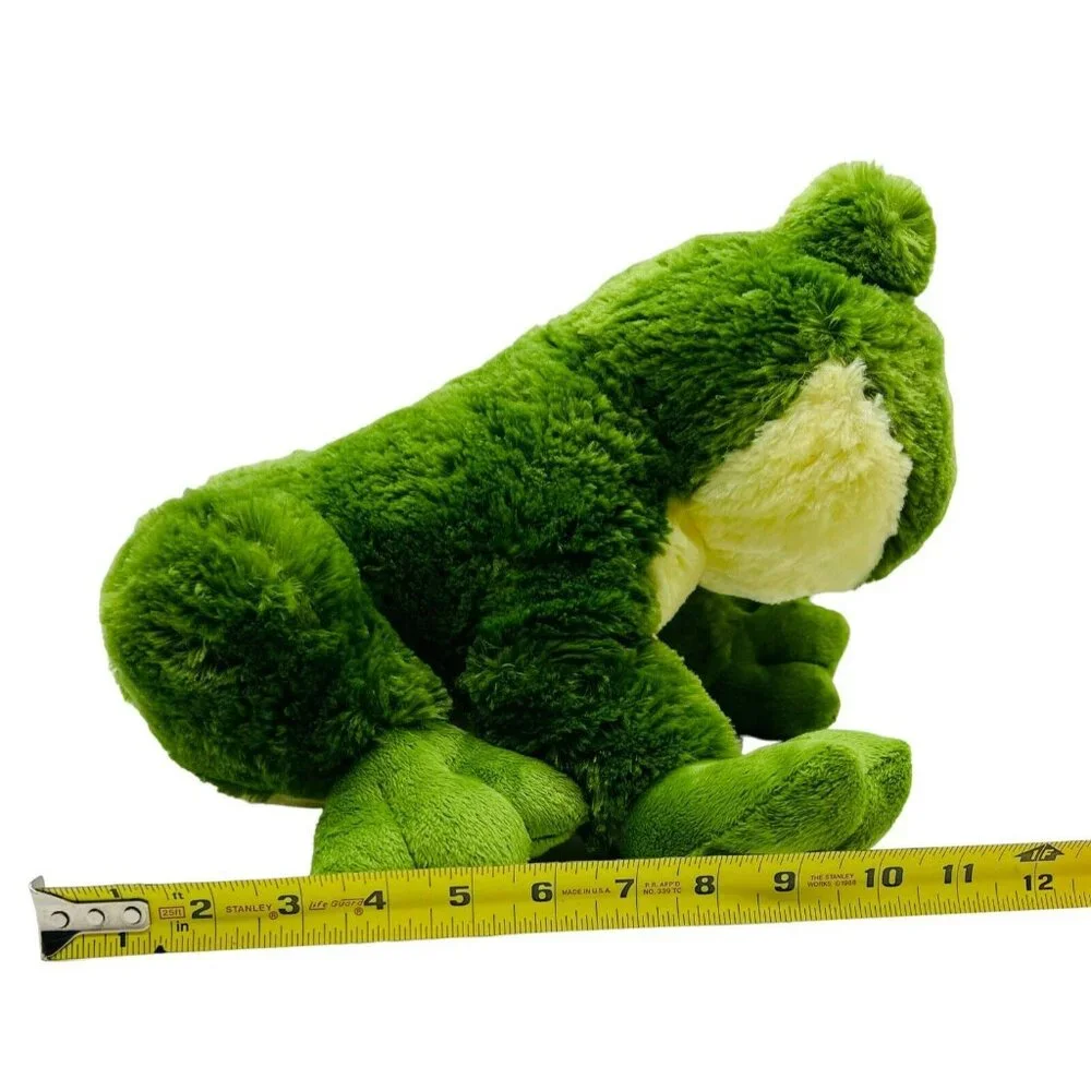 Toys R Us Frog Plush‎ Green Sitting Up 10 inch Stuffed Animal Yellow Belly